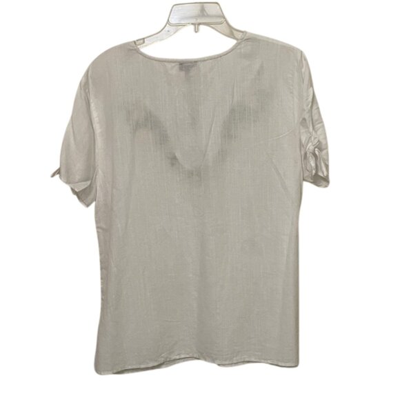 Talbots White Linen Cotton Embroidered Blouse Top Womens Size Large - Picture 4 of 12